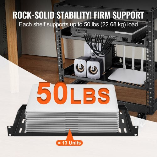 2PCS 1U Server Rack Shelf 10254 mm Depth 50 lbs Max Load Capacity Vented