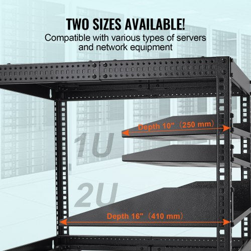 2PCS 1U Server Rack Shelf 10254 mm Depth 50 lbs Max Load Capacity Vented