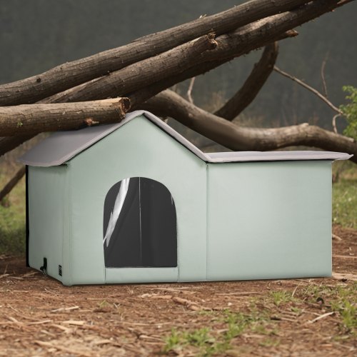 Heated Cat House Outdoor Kitty Shelter with Adjustable Temperature and Timer