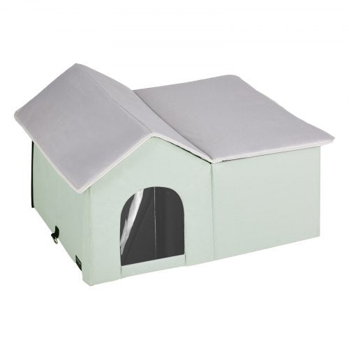 Heated Cat House Outdoor Kitty Shelter with Adjustable Temperature and Timer
