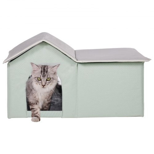 Heated Cat House Outdoor Kitty Shelter with Adjustable Temperature and Timer