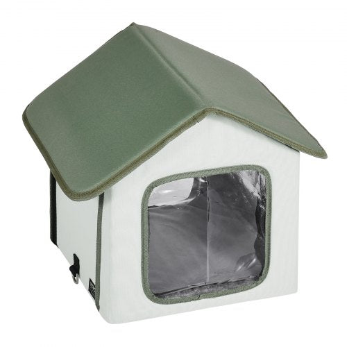 Elevated Heated Cat House Outdoor Kitty Shelter with Timer 600D Oxford