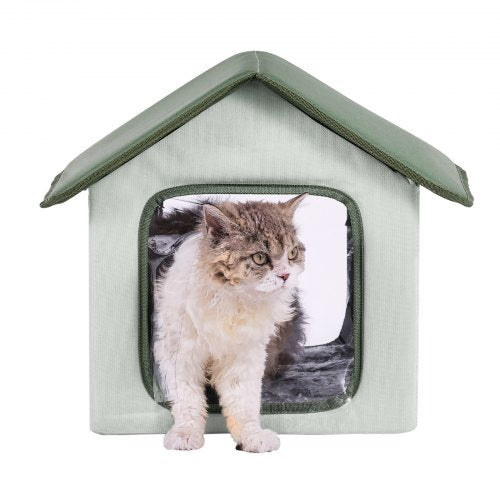 Elevated Heated Cat House Outdoor Kitty Shelter with Timer 600D Oxford