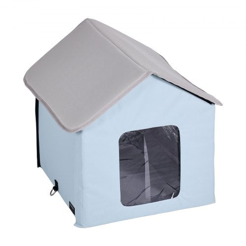 Heated Cat House Outdoor Kitty Shelter with Timer 600D Oxford Cloth