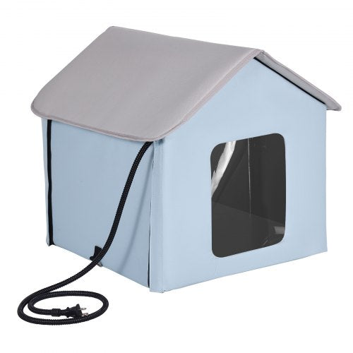 Heated Cat House Outdoor Kitty Shelter with Timer 600D Oxford Cloth