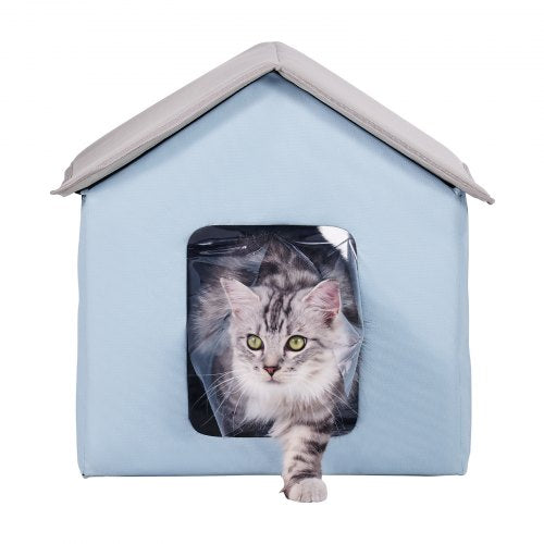 Heated Cat House Outdoor Kitty Shelter with Timer 600D Oxford Cloth