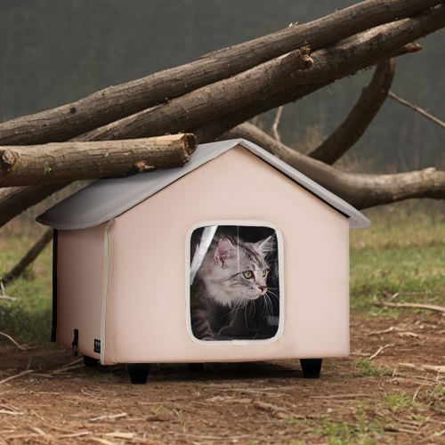 Elevated Heated Cat House Outdoor Kitty Shelter with Timer 600D Oxford