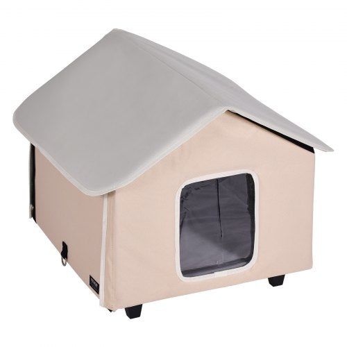 Elevated Heated Cat House Outdoor Kitty Shelter with Timer 600D Oxford