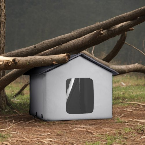 Heated Cat House Outdoor Kitty Shelter with Timer 600D Oxford Cloth