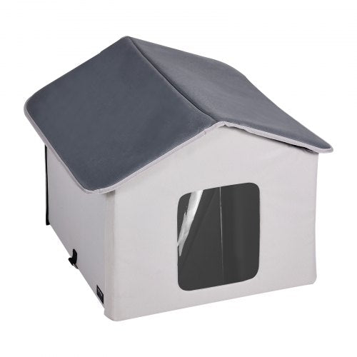 Heated Cat House Outdoor Kitty Shelter with Timer 600D Oxford Cloth