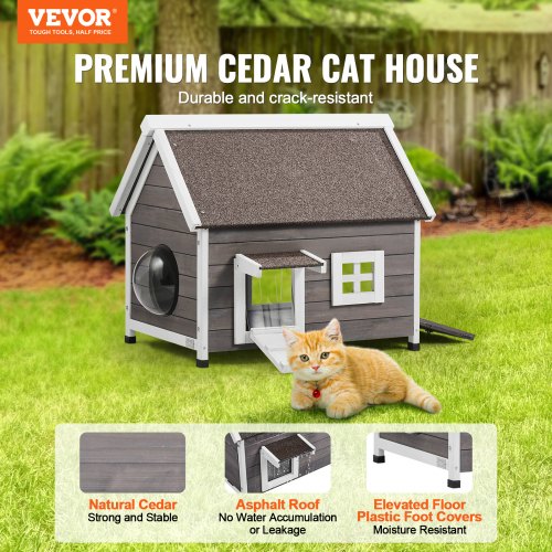 Outdoor Cat House Weatherproof Feral Cat Shelter for Multiple Cats Outdoor