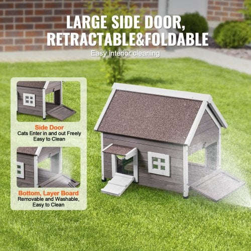 Outdoor Cat House Weatherproof Feral Cat Shelter for Multiple Cats Outdoor