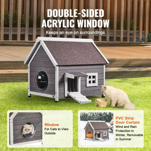 Outdoor Cat House Weatherproof Feral Cat Shelter for Multiple Cats Outdoor