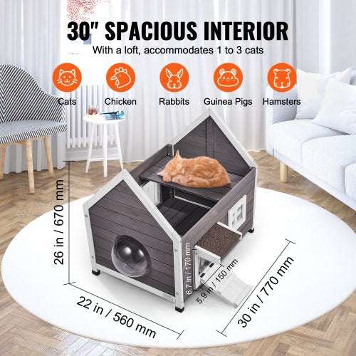 Outdoor Cat House Weatherproof Feral Cat Shelter for Multiple Cats Outdoor
