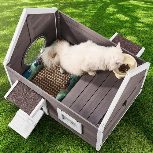 Outdoor Cat House Weatherproof Feral Cat Shelter for Multiple Cats Outdoor