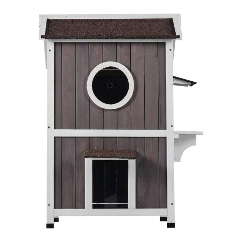 Outdoor Cat House Weatherproof Feral Cat Shelter for Multiple Cats 2story