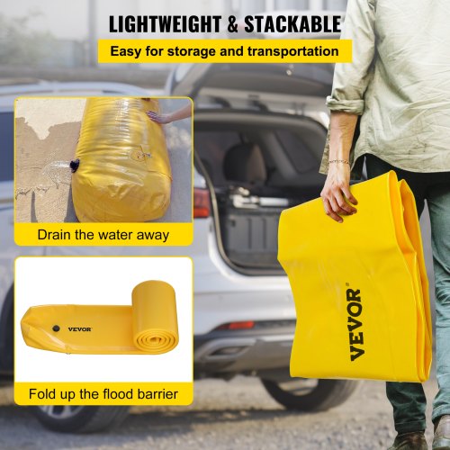 Flood Barrier 24 ft Length x 6 in Height Sandbag Alternative Water Barrier