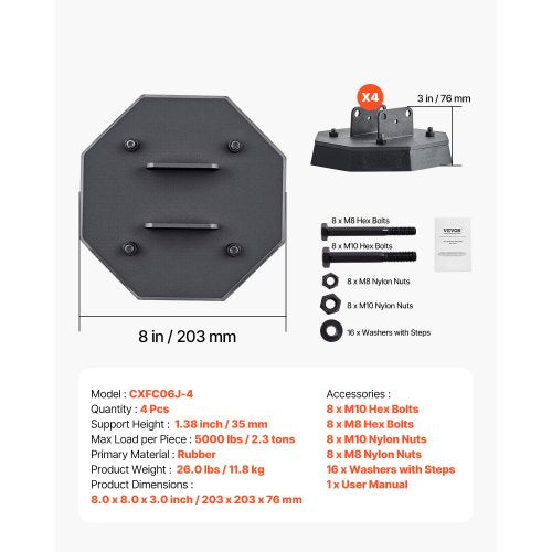 RV Leveling Pads 4Pack Rubber Trailer Jack Pads Each with 5000 lbs
