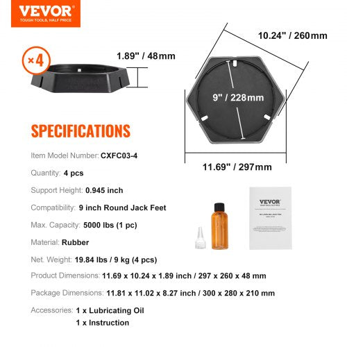 RV Leveling Pads 9 Inch Round Landing Feet Permanent Attached Jack