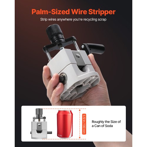 Manual Wire Stripping Machine, 0.06-1 in, Portable Copper Stripper with Hand Crank or Drill Powered, 64Mn Quenched Blades, 45# Steel Rollers, ABS & PC Wire Peeler, for Scrap Copper Recycling