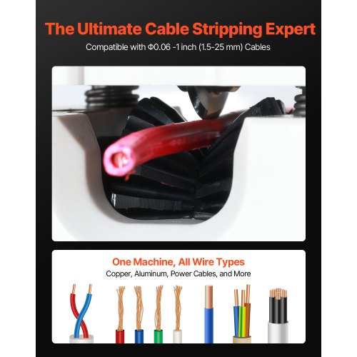 Manual Wire Stripping Machine, 0.06-1 in, Portable Copper Stripper with Hand Crank or Drill Powered, 64Mn Quenched Blades, 45# Steel Rollers, ABS & PC Wire Peeler, for Scrap Copper Recycling