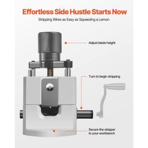 Manual Wire Stripping Machine, 0.06-1 in, Portable Copper Stripper with Hand Crank or Drill Powered, 64Mn Quenched Blades, 45# Steel Rollers, ABS & PC Wire Peeler, for Scrap Copper Recycling