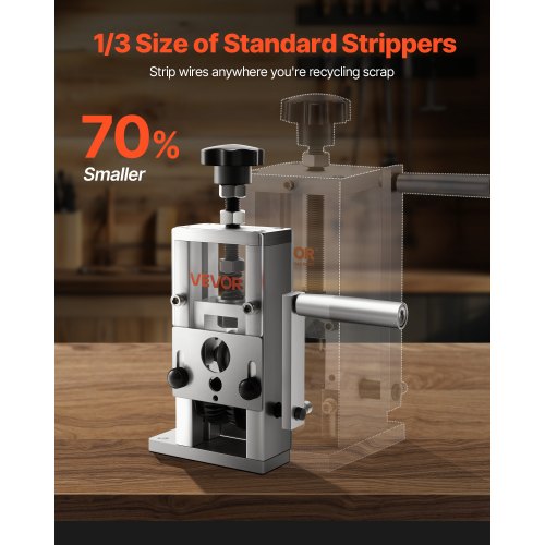 Manual Wire Stripping Machine, 0.06-1 in, Copper Stripper with Hand Crank or Drill Powered, 64Mn Quenched Blades, 45# Steel Rollers, Aluminum Alloy Frame Wire Peeler, for Scrap Copper Recycling