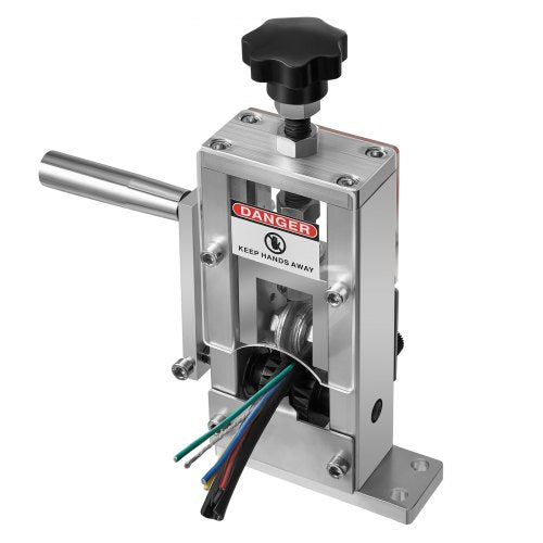 Manual Wire Stripping Machine, 0.06-1 in, Copper Stripper with Hand Crank or Drill Powered, 64Mn Quenched Blades, 45# Steel Rollers, Aluminum Alloy Frame Wire Peeler, for Scrap Copper Recycling