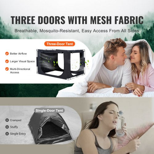 Bed Tent Pongee Fabric 3 Doors Breathable Dream Tent with 043 in Fiber