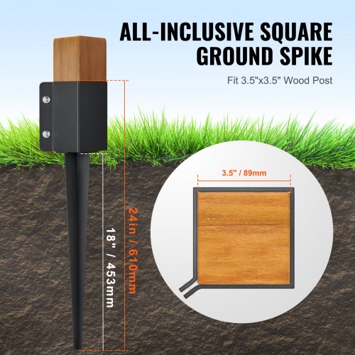 Fence Post Anchor Ground Spike 4 Pack 24 x 4 x 4 Inches Outer Diameter