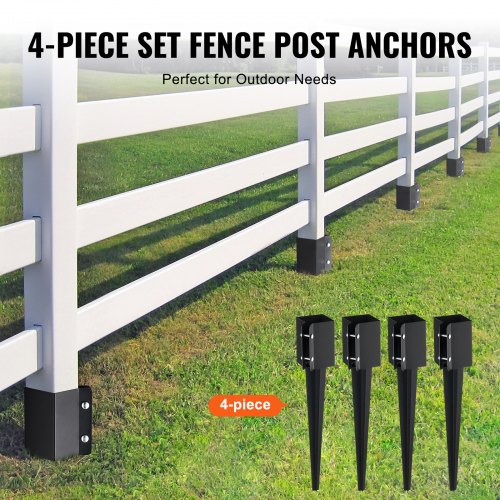 Fence Post Anchor Ground Spike 4 Pack 24 x 4 x 4 Inches Outer Diameter