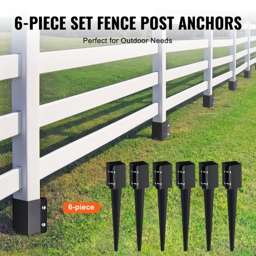 Fence Post Anchor Ground Spike 6 Pack 24 x 4 x 4 Inches Outer Diameter