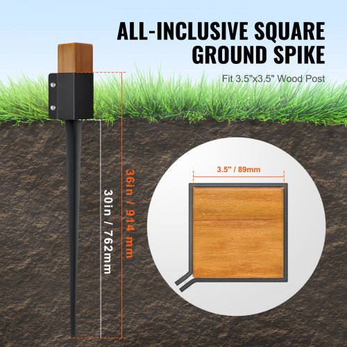 Fence Post Anchor Ground Spike 4 Pack 36 x 4 x 4 Inches Outer Diameter