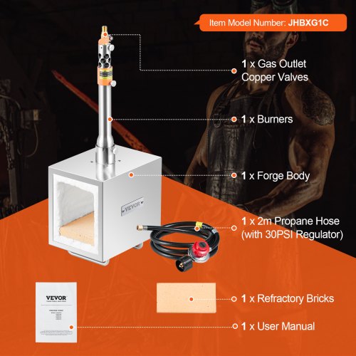 Portable Propane Forge 1 Burner Farrier Forge 2600 Tool and Knife Making