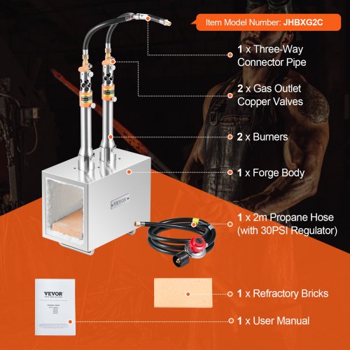 Portable Propane Forge 2 Burner Farrier Forge 2600 Tool and Knife Making