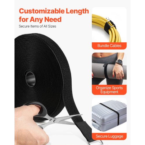 Cable Ties 3937Inch Adjustable Hook and Loop Straps with 50 Metal