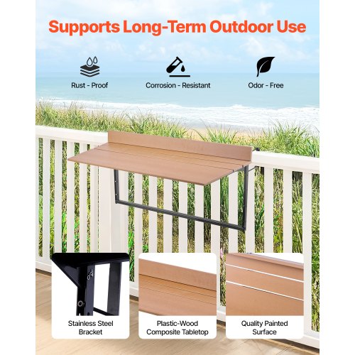 Balcony Hanging Table 15 x 39 in Folding Balcony Railing Table Outdoor