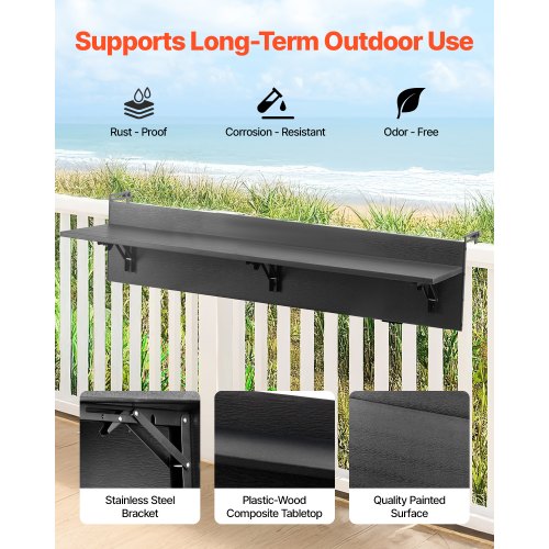 Balcony Hanging Table 12 x 48 in Folding Balcony Railing Table Outdoor