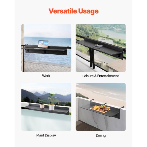 Balcony Hanging Table 12 x 48 in Folding Balcony Railing Table Outdoor