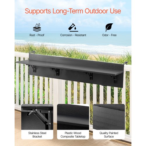 Balcony Hanging Table 12 x 59 in Folding Balcony Railing Table Outdoor