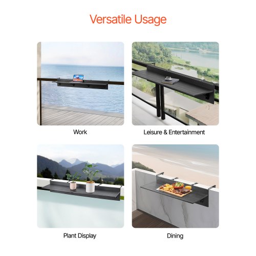 Balcony Hanging Table 12 x 59 in Folding Balcony Railing Table Outdoor