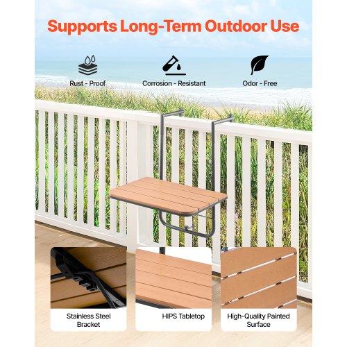 Balcony Hanging Table 25 x 24 in Folding Balcony Railing Table Outdoor