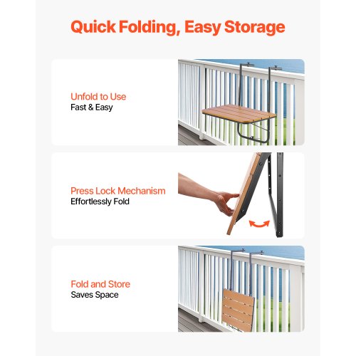 Balcony Hanging Table 25 x 24 in Folding Balcony Railing Table Outdoor