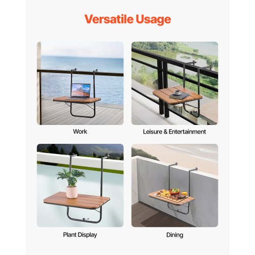Balcony Hanging Table 25 x 24 in Folding Balcony Railing Table Outdoor
