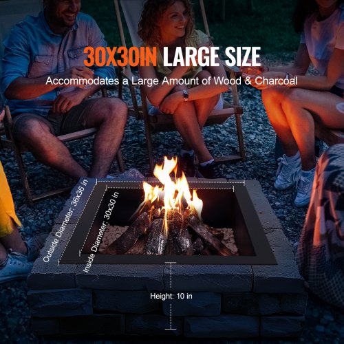 Fire Pit Ring 36x36 in Outer30x30 in Inner Diameter 10inch Height Square