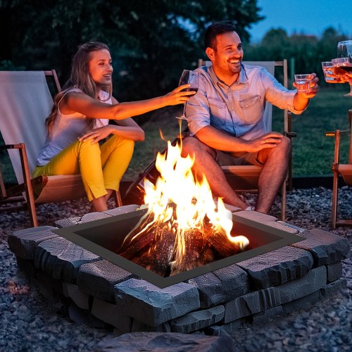 Fire Pit Ring Square 42x42 in Outer Steel Liner DIY Campfire Ring Firepit – 5 MM