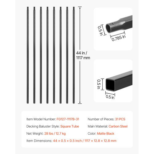 Staircase Balusters 31 Pack 44 Inch Durable Carbon Steel Stair Balusters
