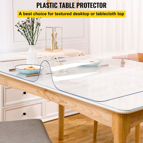 Plastic Table Cover 36 x 60 Inch 2 mm Thick Clear Table Protector