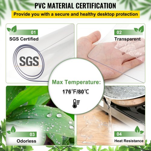 Plastic Table Cover 36 x 60 Inch 2 mm Thick Clear Table Protector