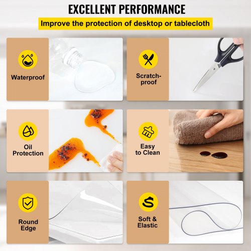 Plastic Table Cover 36 x 60 Inch 2 mm Thick Clear Table Protector
